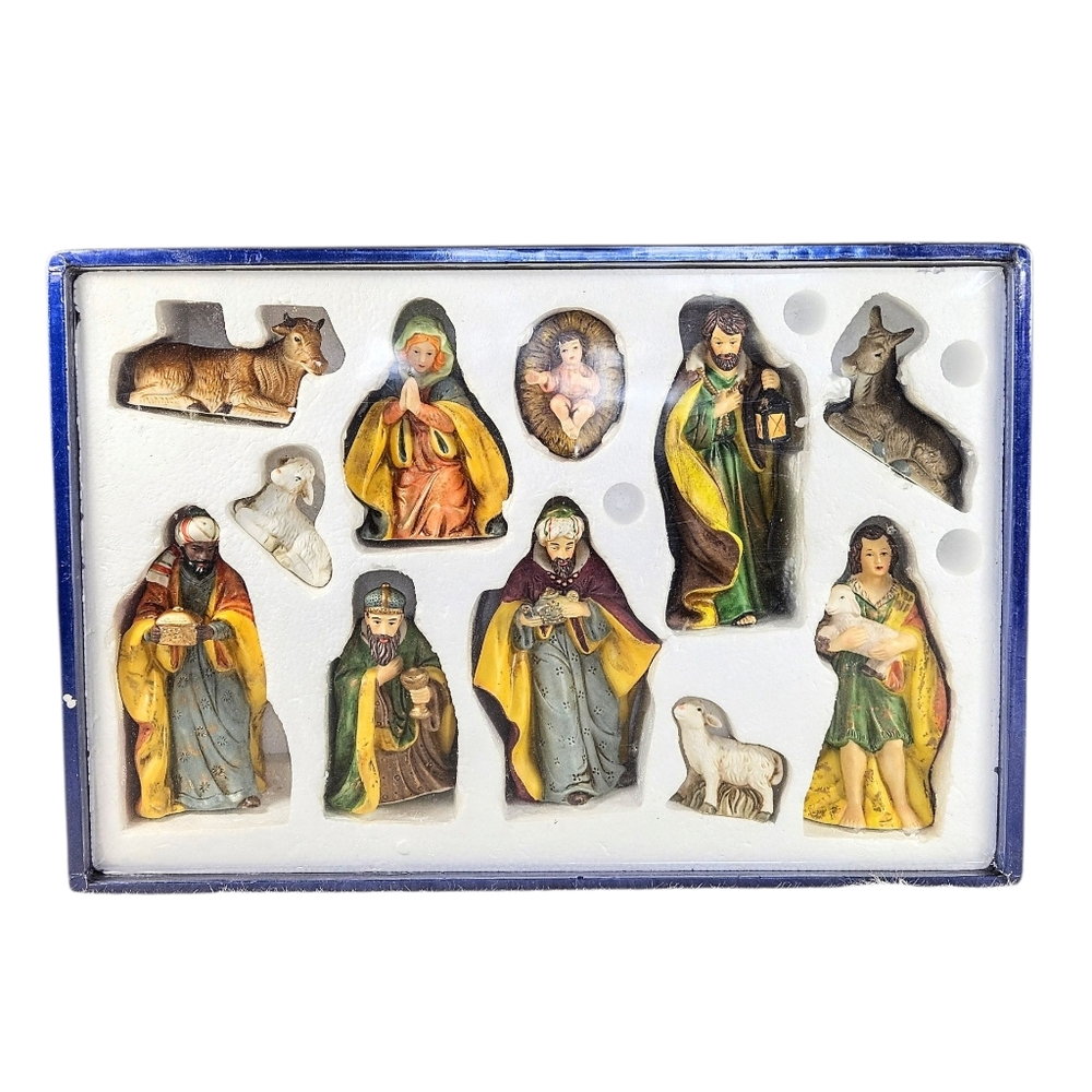 Vintage O'Well 11 Piece Holy Family Nativity Set In Box EUC 6 in